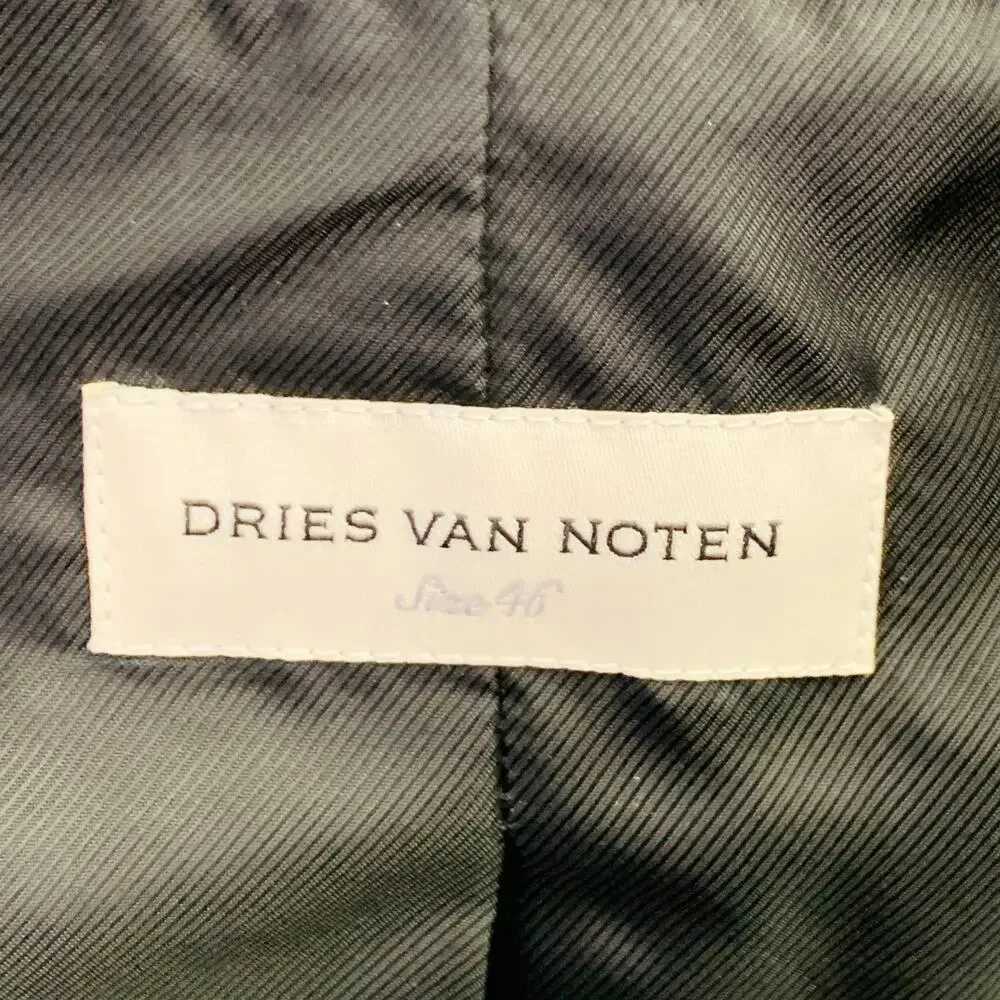 DRIES VAN NOTEN 36 Black Polyester Wool Single Breasted Notch Lapel Sport Coat